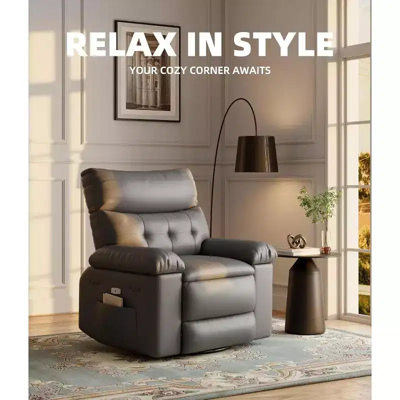 Lift-Sessel mit Wärme & Massage, 27 Zoll breiter Sitz, 360° Drehung, manueller Schaukelstuhl & Fernbedienung für Wohnzimmer, Senioren & Pflegeheim