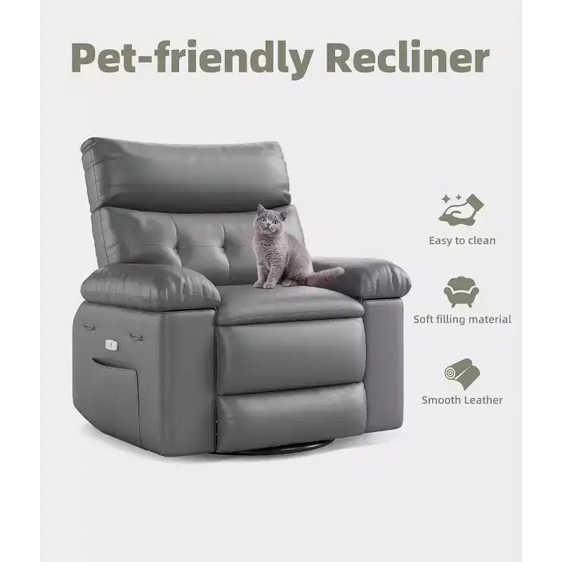 Lift-Sessel mit Wärme & Massage, 27 Zoll breiter Sitz, 360° Drehung, manueller Schaukelstuhl & Fernbedienung für Wohnzimmer, Senioren & Pflegeheim