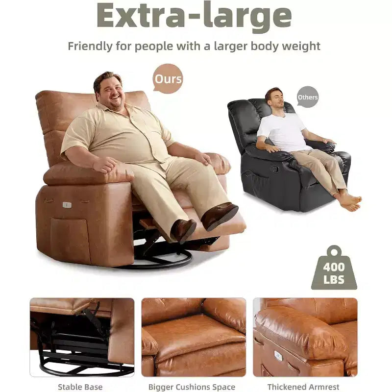Lift-Sessel mit Wärme & Massage, 27 Zoll breiter Sitz, 360° Drehung, manueller Schaukelstuhl & Fernbedienung für Wohnzimmer, Senioren & Pflegeheim