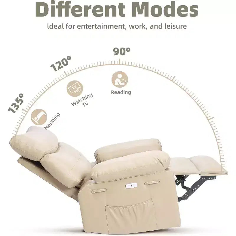 Lift-Sessel mit Wärme & Massage, 27 Zoll breiter Sitz, 360° Drehung, manueller Schaukelstuhl & Fernbedienung für Wohnzimmer, Senioren & Pflegeheim