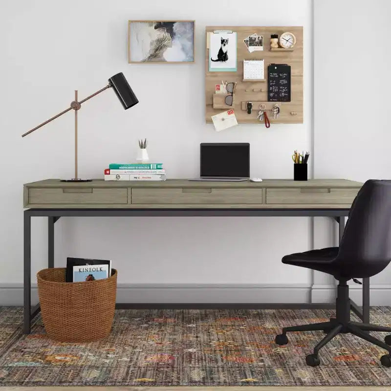 Devlin Mid-Century Solid Wood Writing Desk with Drawers