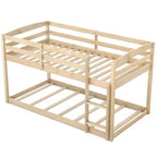 Tweepersoons stapelbed laag met veiligheidshekken geïntegreerde ladder kinderhouten grijs/wit/beige/roze