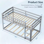 Tweepersoons stapelbed laag met veiligheidshekken geïntegreerde ladder kinderhouten grijs/wit/beige/roze