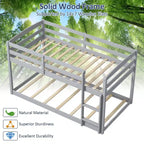 Tweepersoons stapelbed laag met veiligheidshekken geïntegreerde ladder kinderhouten grijs/wit/beige/roze