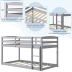 Tweepersoons stapelbed laag met veiligheidshekken geïntegreerde ladder kinderhouten grijs/wit/beige/roze