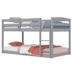 Tweepersoons stapelbed laag met veiligheidshekken geïntegreerde ladder kinderhouten grijs/wit/beige/roze