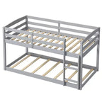 Tweepersoons stapelbed laag met veiligheidshekken geïntegreerde ladder kinderhouten grijs/wit/beige/roze