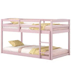 Tweepersoons stapelbed laag met veiligheidshekken geïntegreerde ladder kinderhouten grijs/wit/beige/roze