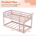 Tweepersoons stapelbed laag met veiligheidshekken geïntegreerde ladder kinderhouten grijs/wit/beige/roze