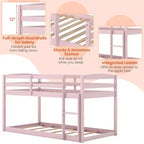 Tweepersoons stapelbed laag met veiligheidshekken geïntegreerde ladder kinderhouten grijs/wit/beige/roze