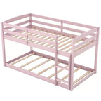 Tweepersoons stapelbed laag met veiligheidshekken geïntegreerde ladder kinderhouten grijs/wit/beige/roze