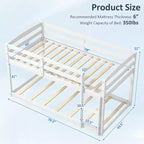 Tweepersoons stapelbed laag met veiligheidshekken geïntegreerde ladder kinderhouten grijs/wit/beige/roze