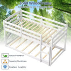 Tweepersoons stapelbed laag met veiligheidshekken geïntegreerde ladder kinderhouten grijs/wit/beige/roze