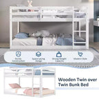 Tweepersoons stapelbed laag met veiligheidshekken geïntegreerde ladder kinderhouten grijs/wit/beige/roze