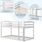 Tweepersoons stapelbed laag met veiligheidshekken geïntegreerde ladder kinderhouten grijs/wit/beige/roze