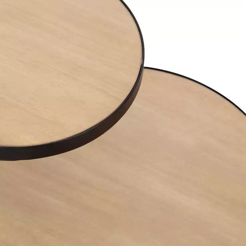 Round Metal Side Table, 12x15x24, Natural and Black