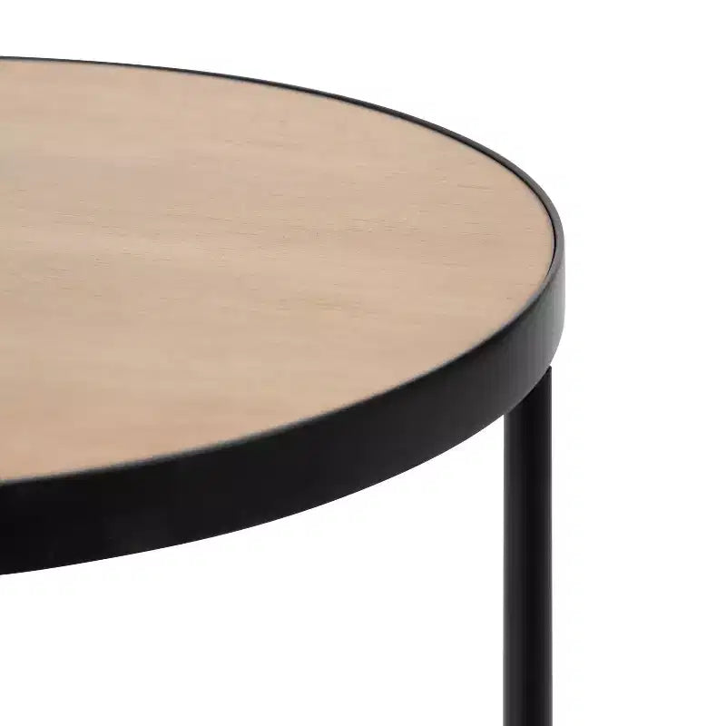 Round Metal Side Table, 12x15x24, Natural and Black