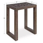 Téglalap alakú fa oldalasztal, 20x14x26, gravírozott szürke