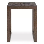Téglalap alakú fa oldalasztal, 20x14x26, gravírozott szürke