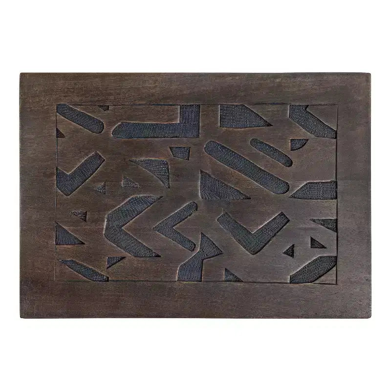 Téglalap alakú fa oldalasztal, 20x14x26, gravírozott szürke