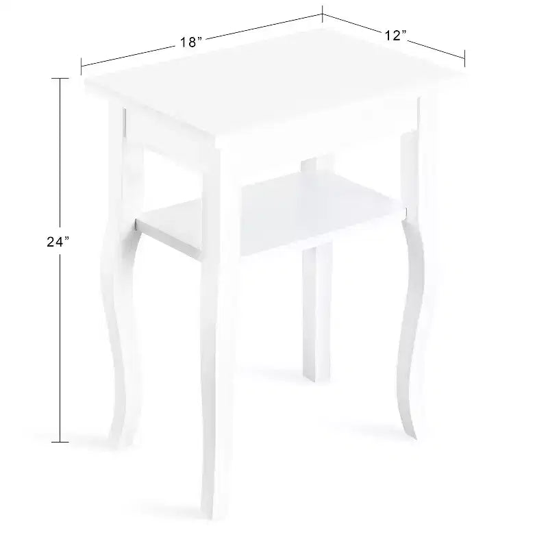 Prostokątny stolik boczny MDF, 18x12x24, biały